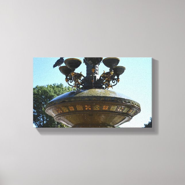 Cherry Hill Fountain Central Park NYC Photography Canvas Print (Front)