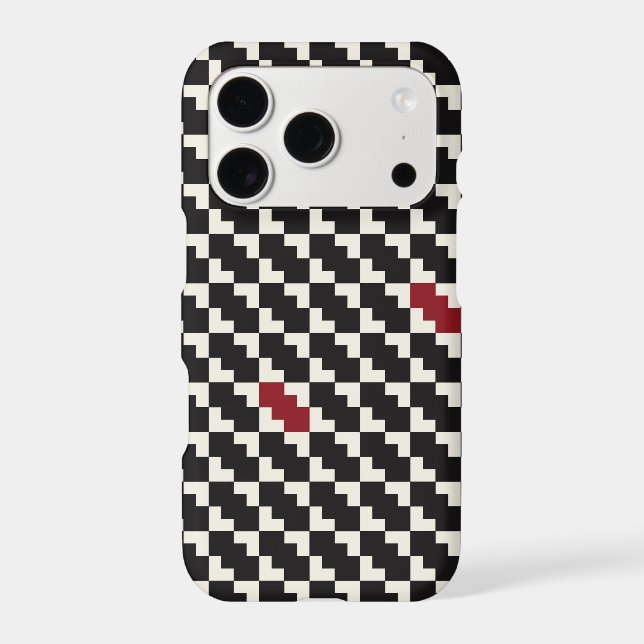 Cherry Houndstooth iPhone Case | Black Cherry Red  (Back)