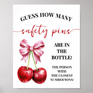 Cherry How Many Safety Pins Baby Shower Game Poster