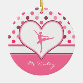 Cherry Inspired Pink Polka-Dots Ballet Dancer Ceramic Tree Decoration