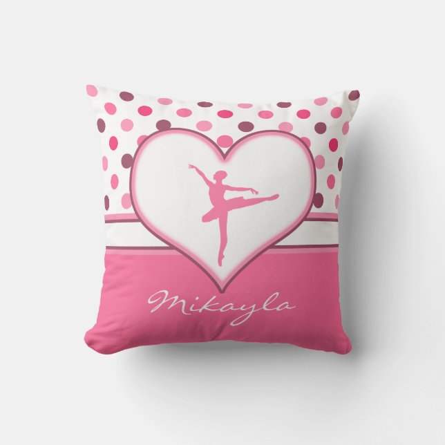 Cherry Inspired Pink Polka-Dots Ballet Dancer Cushion (Front)