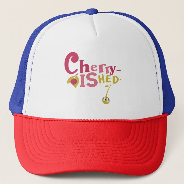 Cherry ished trucker hat (Front)