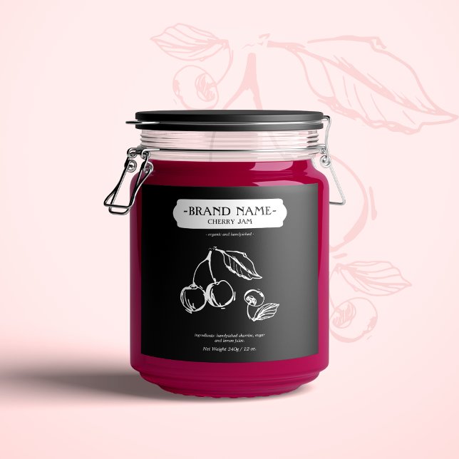 Cherry Jam Jar Label Packaging Design (Creator Uploaded)
