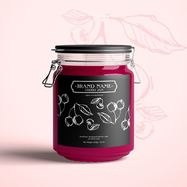 Cherry Jam Jar Label Packaging Design (Creator Uploaded)