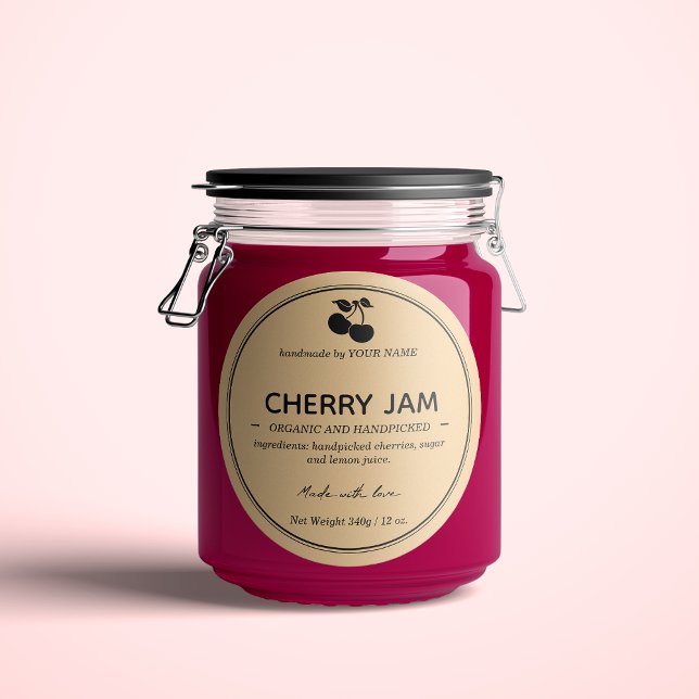 Cherry Jam Jar Label Packaging Design (Creator Uploaded)