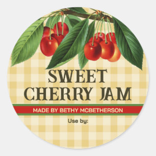 Cherry jam jelly pie filling cherries home canning classic round sticker