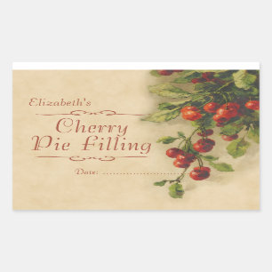 Cherry jam or canning rectangular sticker