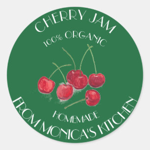 Cherry Jam Watercolor Fruit Kitchen label