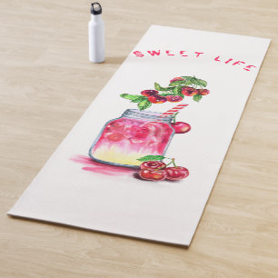 Cherry Juice Cool Drink Fruits Yoga Mat