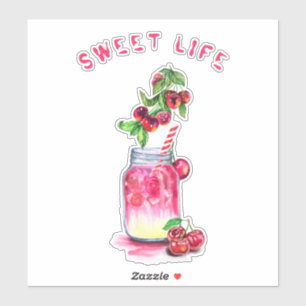 Cherry Juice Cool Drink Summer Fruit Party Sticker