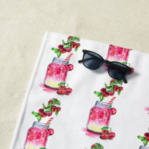 Cherry Juice Cool Drink Summer Fruits Beach Towel