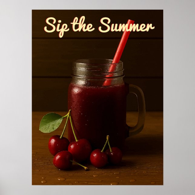 Cherry Juice Delight – Sip the Summe Poster (Front)