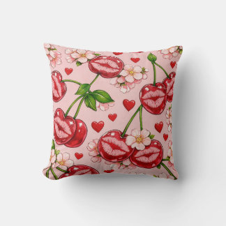 Cherry Kiss Throw Pillow