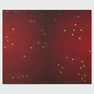 Cherry Lacquer Golden Star Wrapping Paper