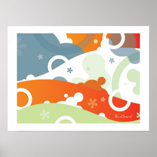 Cherry Landscape - Retro-Modern Abstract Poster