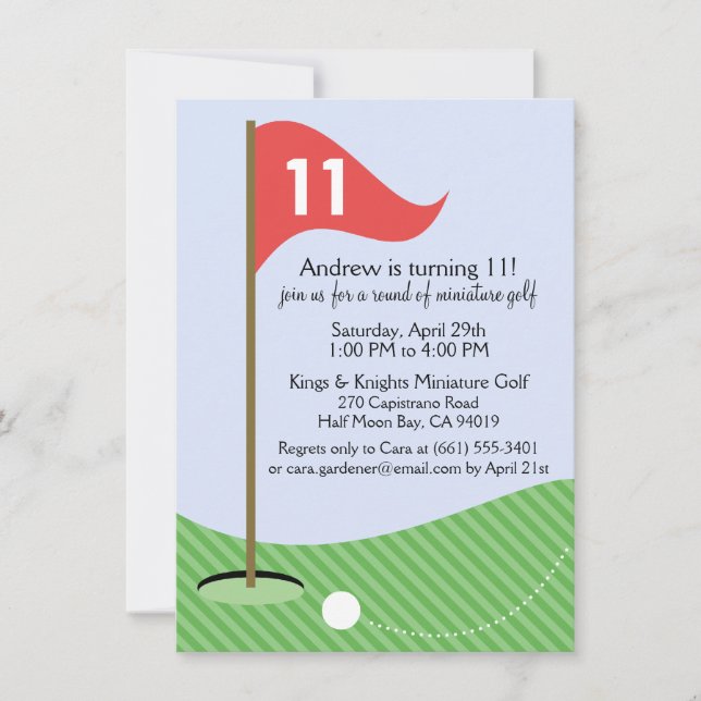Cherry Let's Par-Tee Miniature Golf Birthday Party Invitation (Front)