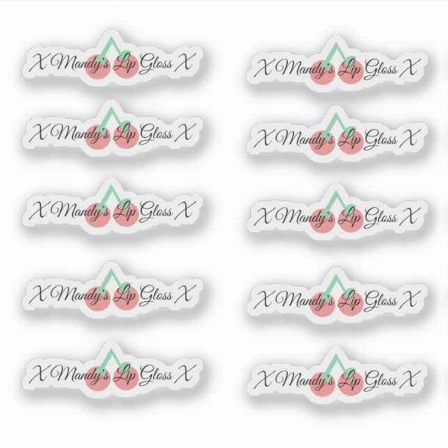 Cherry Lip Gloss Packaging  Logo  Sticker (Front)
