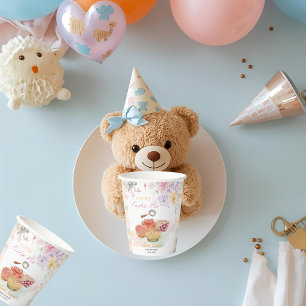 Cherry Little Cutie Pie Pastel Gingham Baby Shower Paper Cups