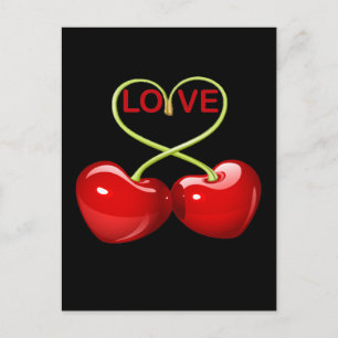 CHERRY LOVE HEARTS POSTCARD