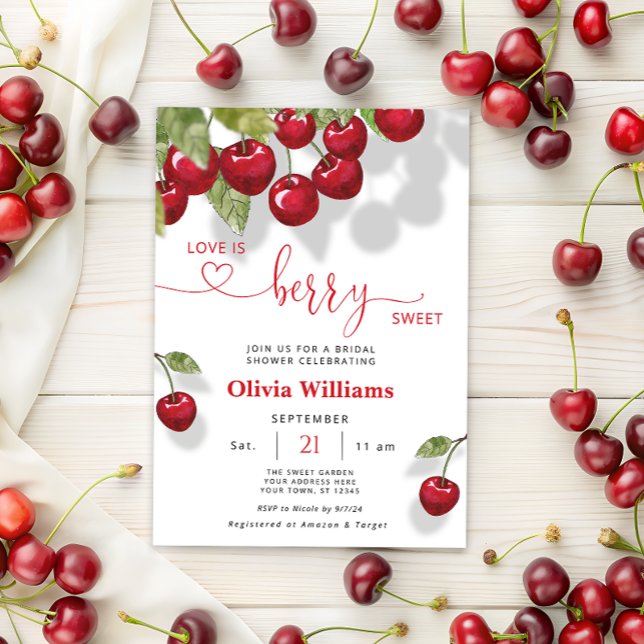 Cherry Love is Sweet Bridal Shower Invitation (Creator Uploaded)