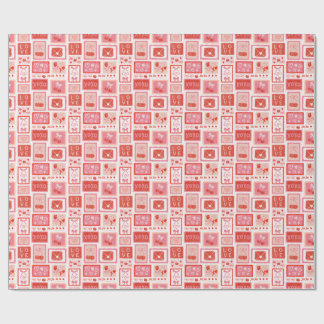 Cherry Love Letters Postage Valentine Wrapping Paper