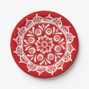 Cherry Mandala Paper Plate