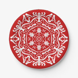 Cherry Mandala Paper Plate