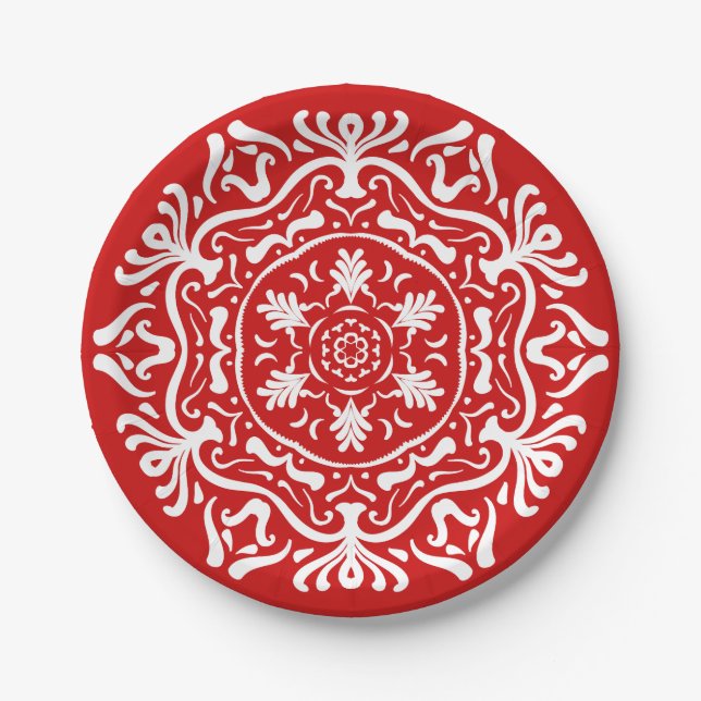 Cherry Mandala Paper Plate (Front)