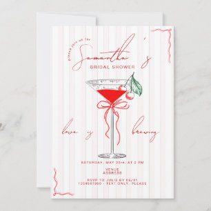 Cherry Martini Pink Cherry Red Bridal Shower Invitation