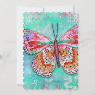 Cherry Mint Butterfly Greeting Card 