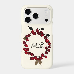 Cherry Monogram Circle iPhone Case Add Your Init
