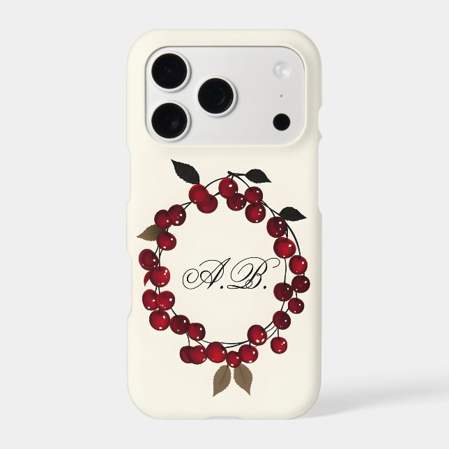 Cherry Monogram Circle iPhone Case | Add Your Init (Back)