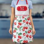 Cherry Monogram Initial Apron<br><div class="desc">This monogram apron features a watercolor cherry pattern.</div>