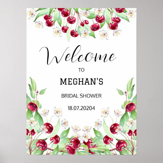 Cherry Much Bridal Shower Poster (Front)