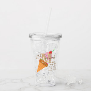 Cherry Neapolitan Ice Cream Monogram Custom Text Acrylic Tumbler