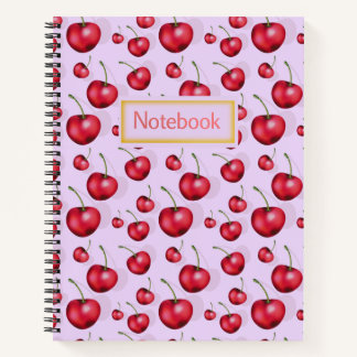Cherry Notebook Pink Aesthetic Cute Fruit Pattern