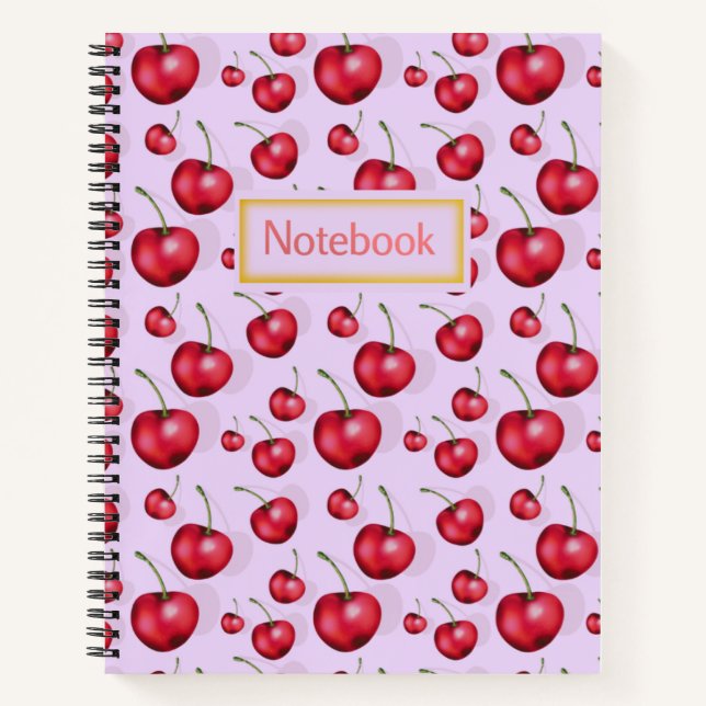 Cherry Notebook Pink Aesthetic Cute Fruit Pattern  (Front)