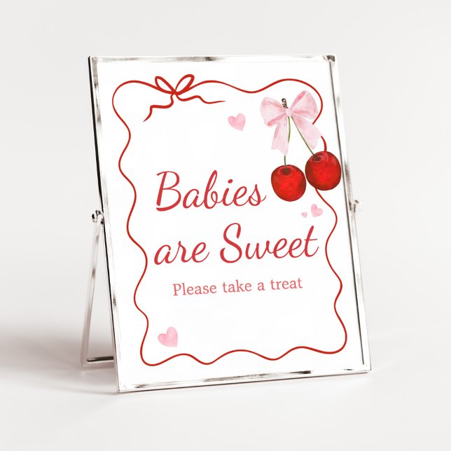 Cherry on Top Baby Shower Babies are Sweet Poster (Cherry on Top Baby Shower Babies are Sweet Sign)