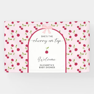 Cherry On Top Baby Shower Coquette Welcome Banner