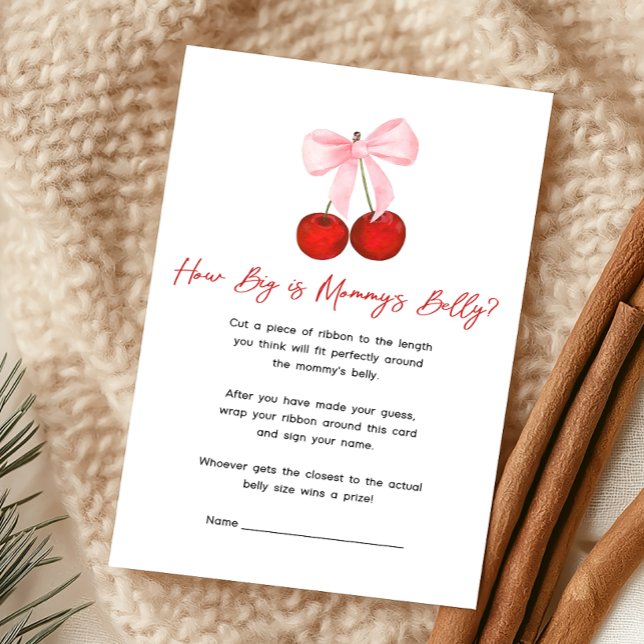 Cherry on Top Baby Shower How Big Is Game (Coquette Cherry on Top Baby Shower Game)