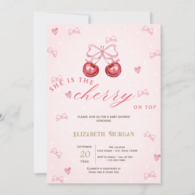 Cherry On Top Baby Shower Invitation (Front)