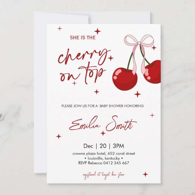  Cherry on Top Baby shower Invitation (Front)