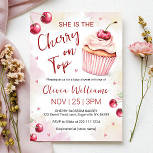 Cherry on Top Baby Shower Invitation