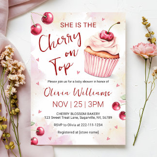 Cherry on Top Baby Shower Invitation