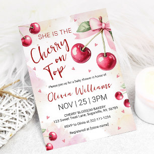 Cherry on Top Baby Shower Invitation
