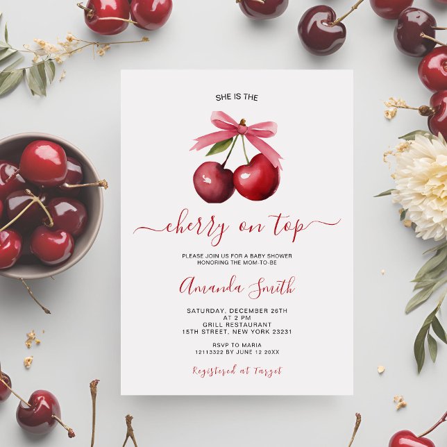 Cherry On Top Baby Shower Invitation  (Creator Uploaded)