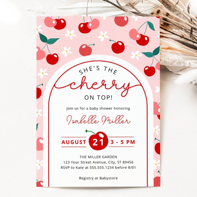 Cherry on Top Baby Shower Invitation (Cherry on Top Baby Shower Invitation)