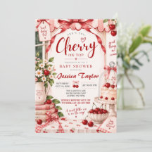 Cherry on Top Baby Shower Invitation