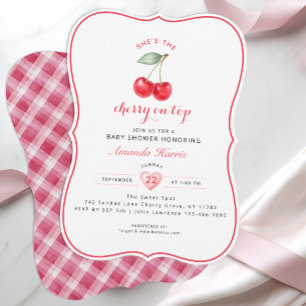 Cherry on Top Baby Shower Invitation Girl