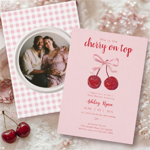 Cherry on Top Baby Shower Invitation with Photo